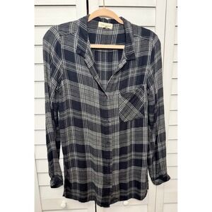 Anthropologie Cloth & Stone Plaid Button Down Shirt Boho Women's Size Small